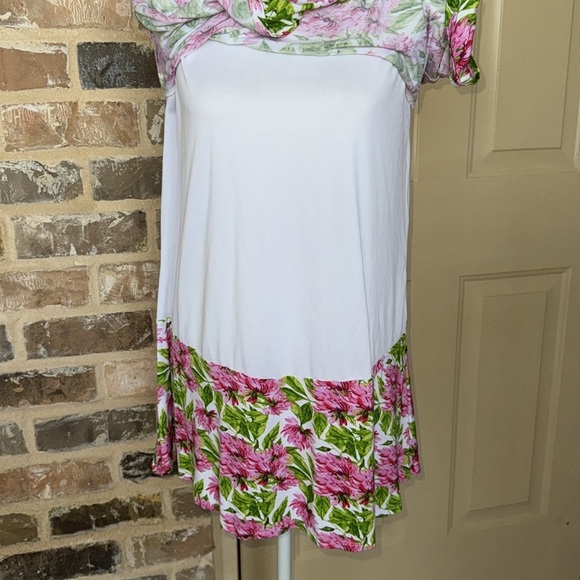 Agnes & Dora Tiered Tunic Breezy Floral Mini Dress Sleeveless Sz M - Picture 9 of 14